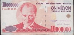 7.Emisyon 10 000 000 Lira E25 304331 Çok Temiz+