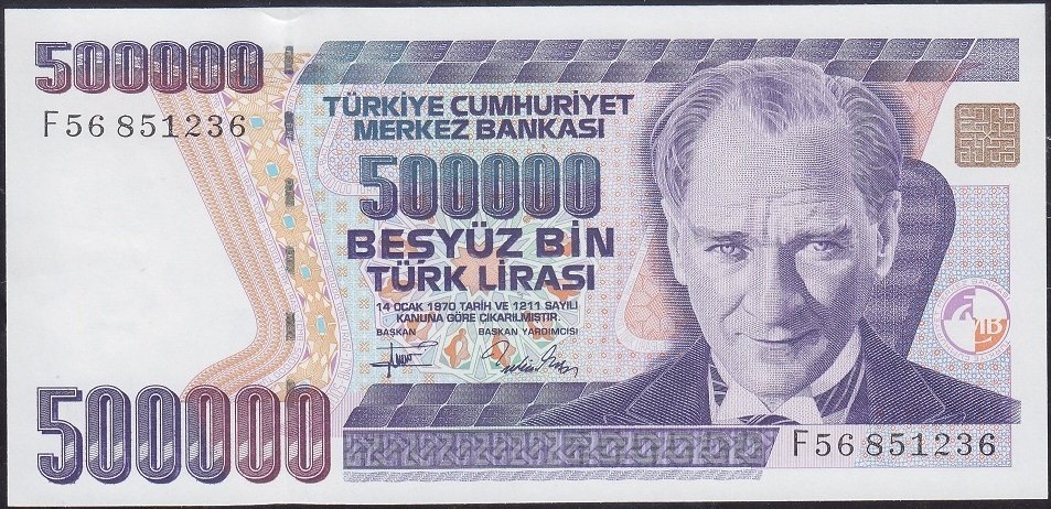 7.Emisyon 3.Tertip 500000 Lira F56 851236 Çil