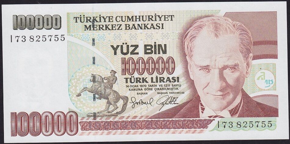 7.Emisyon 3.Tertip 100000 Lira I73 825755 Çilaltı Çil