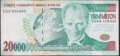 7.EMİSYON 20 000 000 LİRA E85 906408 ÇOK TEMİZ +