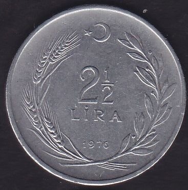1976 Yılı 2.5 Lira Düz