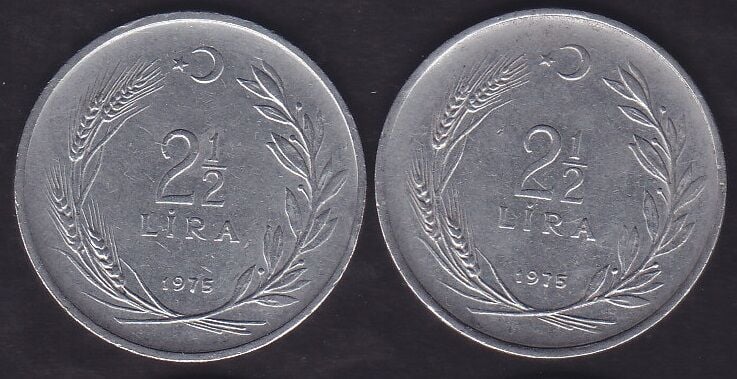 1975 Yılı 2.5 Lira (Ters Düz Takım)