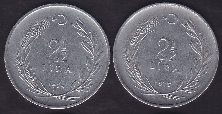 1975 Yılı 2.5 Lira (Ters Düz Takım)