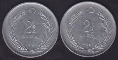 1975 Yılı 2.5 Lira (Ters Düz Takım)
