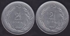 1975 Yılı 2.5 Lira (Ters Düz Takım)