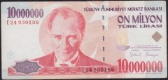 7.Emisyon 10 000 000 Lira E24 930188 Çok Temiz+