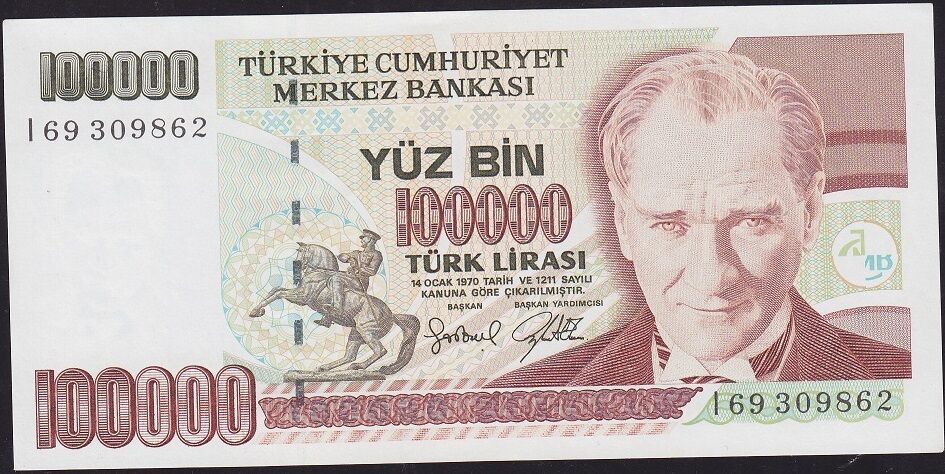 7.Emisyon 3.Tertip 100000 Lira I69 309862 Çil