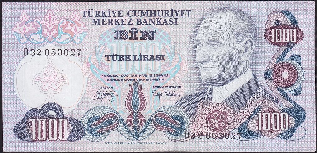 6.Emisyon 2.Tertip 1000 Lira D32 053027 Ççt Çilaltı