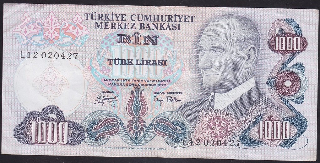 6.EMİSYON 2.TERTİP 1000 LİRA E12 020427 ÇOK TEMİZ +
