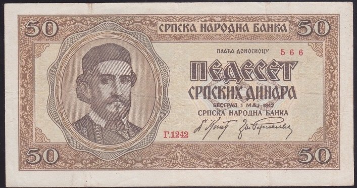 Sırbistan 50 Dinar 1942 Çok Çok Temiz Pick 29