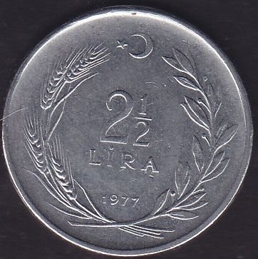 1977 Yılı 2.5 Lira Düz