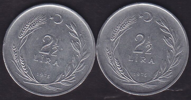 1976 Yılı 2.5 Lira (Ters Düz Takım)