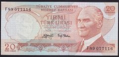 6.EMİSYON 3.TERTİP 20 LİRA F89 077116 ÇİLALTI