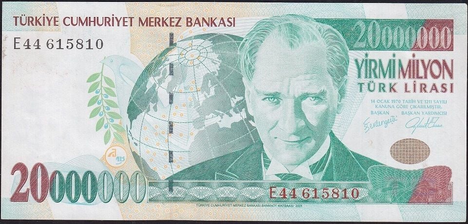 7.Emisyon 20 000 000 Lira E44 615810 Ççt Çilaltı