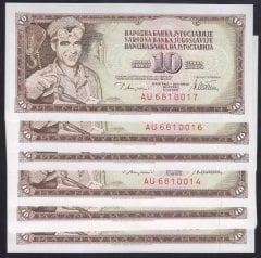 YUGOSLAVYA 10 DİNAR 1978 ÇİL - 10 ADET SERİ TAKİPLİ