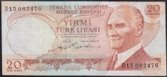 6.EMİSYON 2.TERTİP 20 LİRA D15 082476 ÇOK TEMİZ +