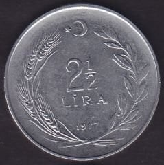 1977 Yılı 2.5 Lira Ters