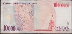 7.Emisyon 10.000.000 Lira B13 720487 Çok Temiz