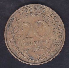 FRANSA 20 CENTİMES 1963