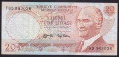 6.EMİSYON 3.TERTİP 20 LİRA F85 083036 ÇÇT