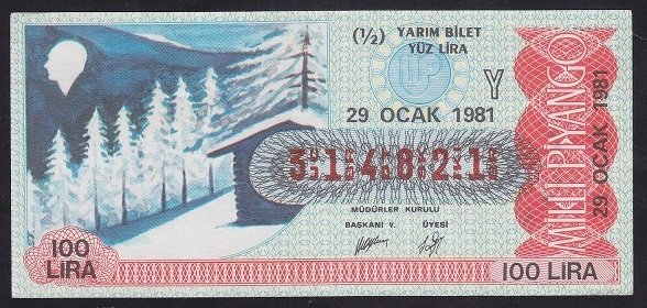 1981 29 OCAK YARIM BİLET - Y SERİSİ