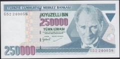 7.Emisyon 3.Tertip 250000 Lira G52 240058 Çil