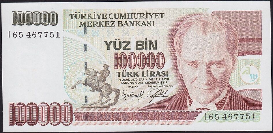 7.Emisyon 3.Tertip 100000 Lira I65 467751 Çil