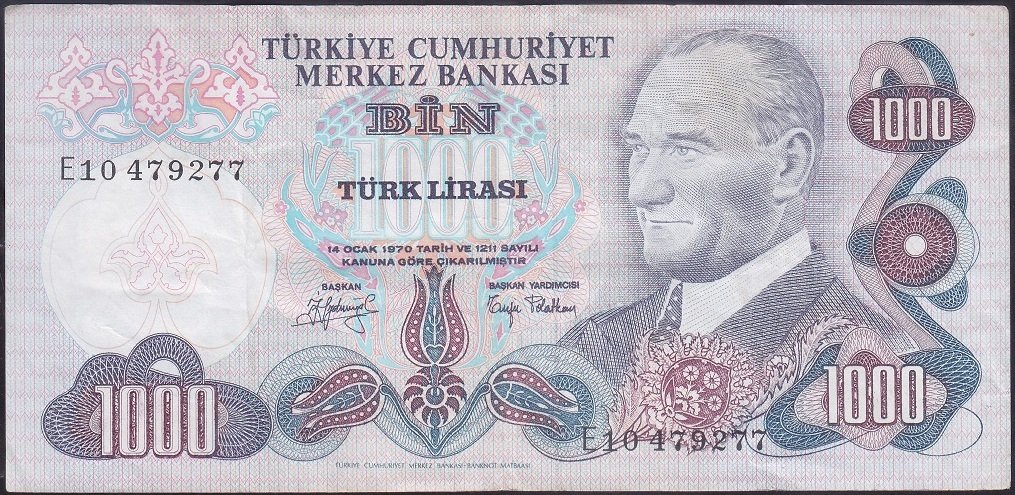 6.EMİSYON 2.TERTİP 1000 LİRA E10 479277 ÇOK TEMİZ +