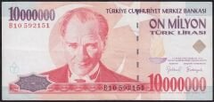 7.Emisyon 10000000 Lira B10 592151 Çok Temiz+
