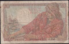 Fransa 20 Frank 3 Kasım 1949 Çok Temiz