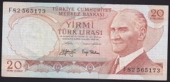 6.EMİSYON 3.TERTİP 20 LİRA F82 565173 ÇÇT