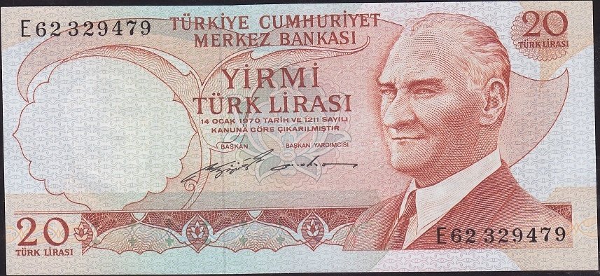 6.Emisyon 2.Tertip 20 Lira E62 329479 Çilaltı Çil
