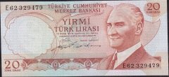 6.Emisyon 2.Tertip 20 Lira E62 329479 Çilaltı Çil