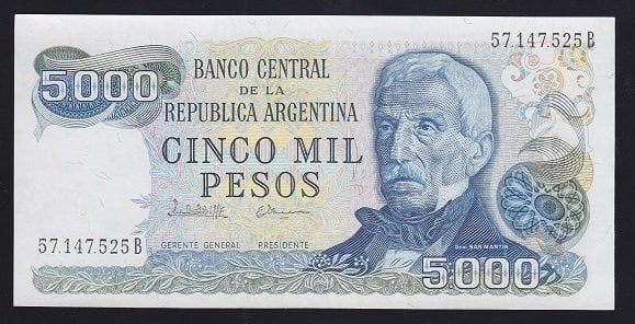 Arjantin 5000 Pesos 1977 Çil Pick305b