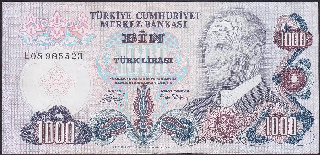 6.EMİSYON 2.TERTİP 1000 LİRA E08 985523 ÇİLALTI