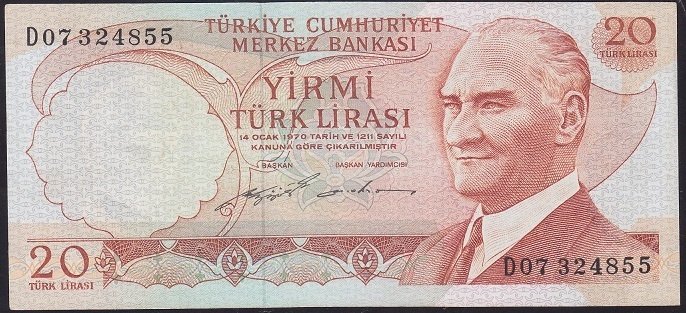 6.EMİSYON 2.TERTİP 20 LİRA D07 324855 ÇOK ÇOK TEMİZ +
