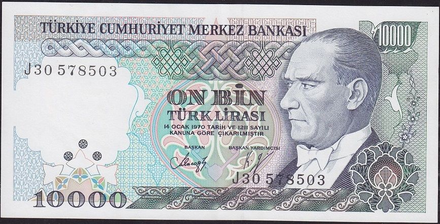 7.Emisyon 4.Tertip 10000 Lira J30 578503 Çilaltı
