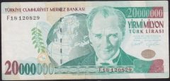 7.EMİSYON 20 000 000 LİRA F18 120829 ÇOK TEMİZ