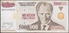 7.Emisyon 5.000.000 Lira H02 694053 Çok Çok Temiz