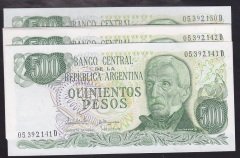 ARJANTİN 500 PESOS 1977 ÇİL - 10 ADET SERİ TAKİPLİ eski para alan yerler