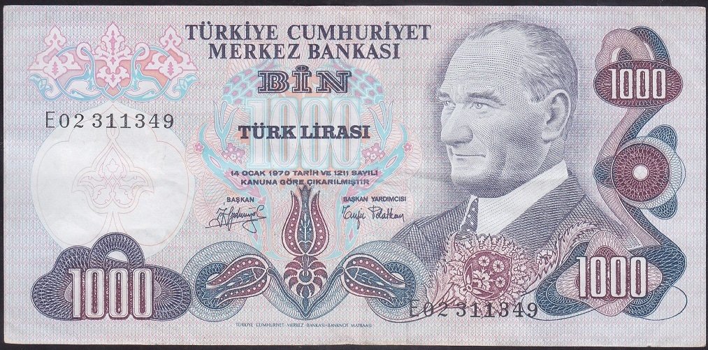 6.EMİSYON 2.TERTİP 1000 LİRA E02 311349 ÇÇT