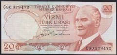 6.EMİSYON 2.TERTİP 20 LİRA C80 379472 ÇİLALTI eski para koleksiyon