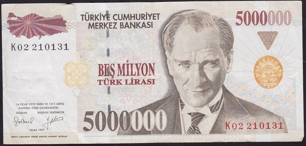 7.Emisyon 5000000 Lira K02 210131 Çok Temiz+