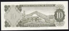 Bolivya 10 Bolivianos 1962 Çil Pick 154a