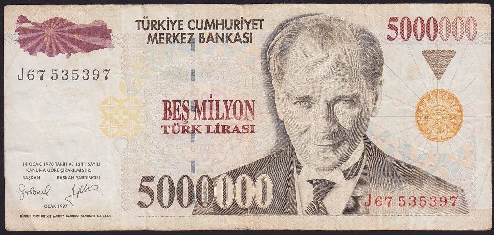 7.Emisyon 5 000 000 Lira J67 535397 Çok Temiz