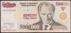 7.Emisyon 5 000 000 Lira J67 535397 Çok Temiz