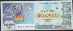 2001 19 MART ÇEYREK BİLET - G SERİSİ