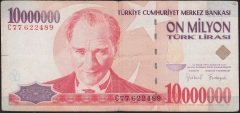 7.Emisyon 10 000 000 Lira C77 622489 Temiz