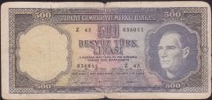 5.Emisyon 4.TERTİP 500 Lira Z43 036011 Temiz