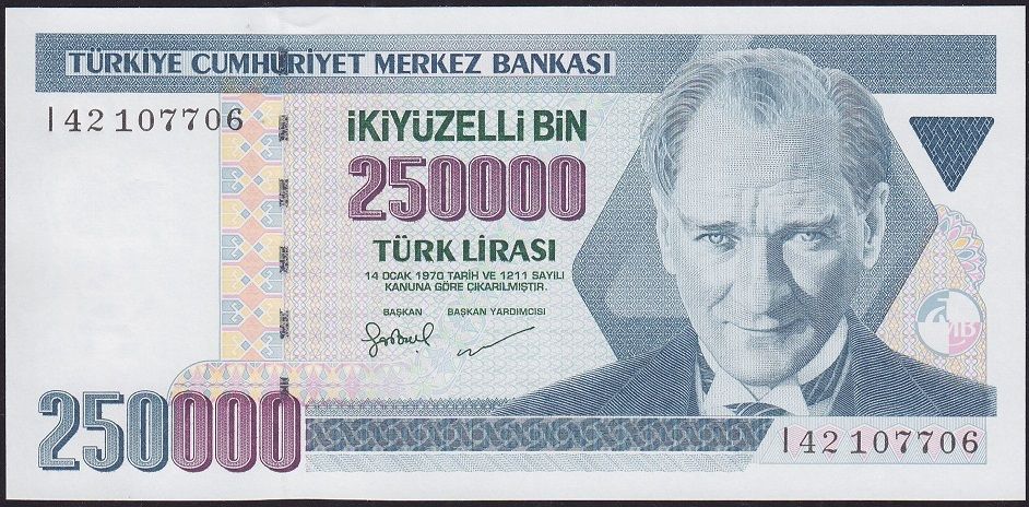 7.Emisyon 3.Tertip 250000 Lira I42 107706 Çil